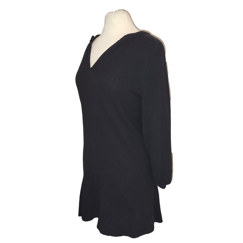 Nation LTD Gauze Muslin Black 100% Cotton Shift Shirt Mini Dress S - Picture 4 of 10